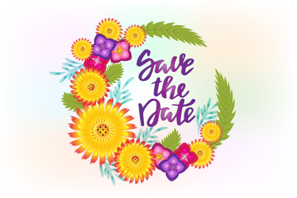 向日葵花环水彩设计图片下载