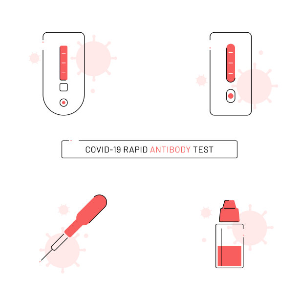 冠状病毒快速抗体检测试剂盒图标套装图片下载