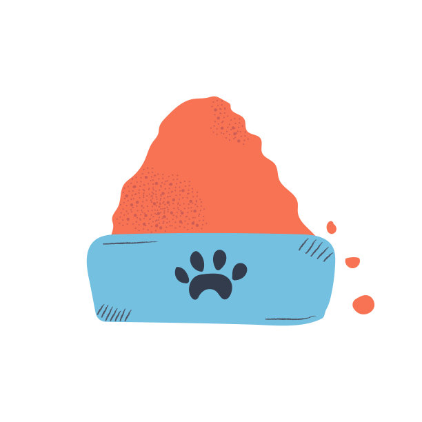 狗碗与食物矢量插图。手绘标识图片下载