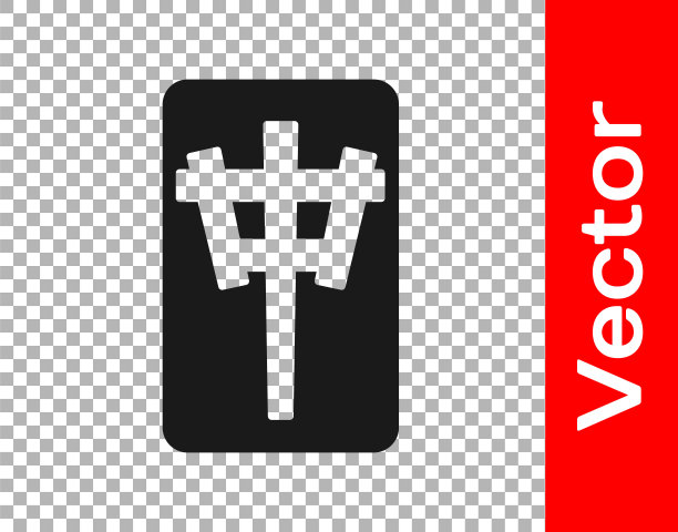 黑色麻将片图标孤立在透明的背景。中国麻将红龙游戏表情。向量图片下载