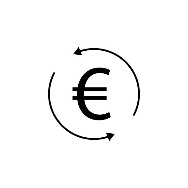 圆形箭头欧元彩色图标，金融元素设计，适用于网站、logo、APP的UI/UX图片下载
