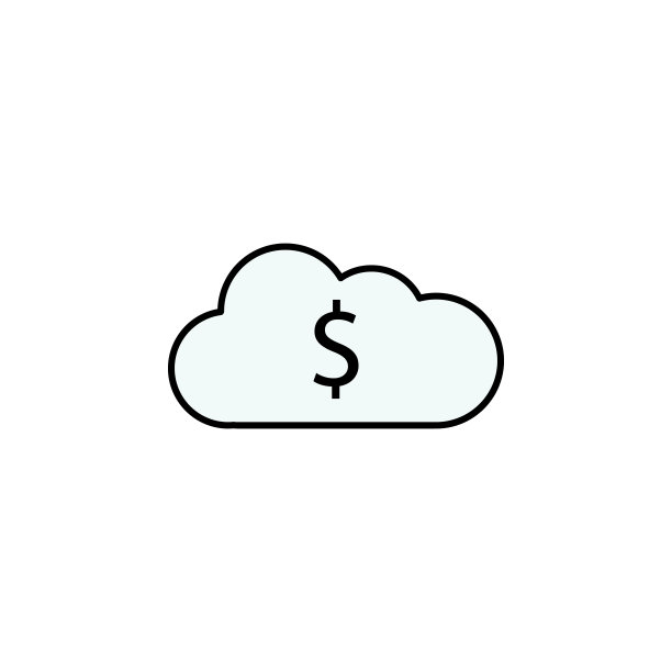 云，美元彩色图标。财务说明元素。标志和符号的彩色图标可以用于网页，标志，移动应用程序，UI, UX图片下载