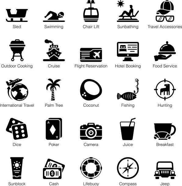 野餐和假日字形图标包图片下载