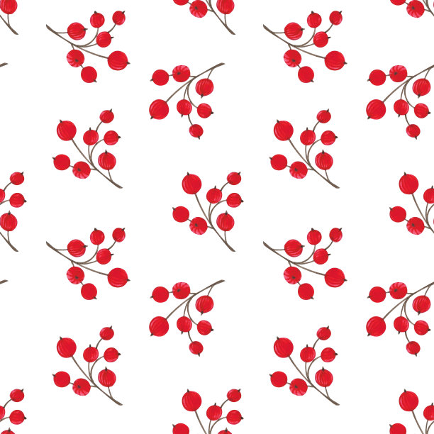 无缝模式水彩插画圣诞新年浆果图片下载