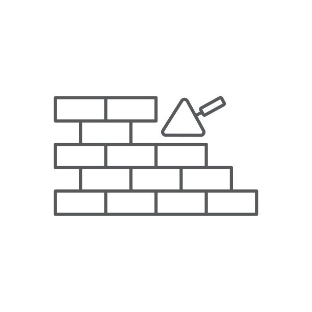 泥铲与砖墙图标符号隔离上图片下载