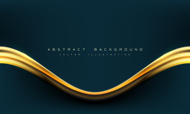 抽象的深蓝色黄金曲线与文本图片下载