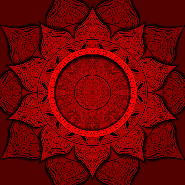 民族花卉图案与复古曼荼罗图片下载