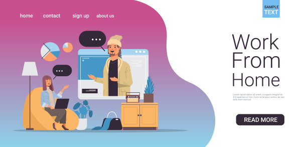 女自由职业者用笔记本电脑打视频电话图片下载