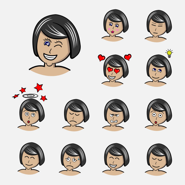 女人的短发定格了情绪表情图片下载