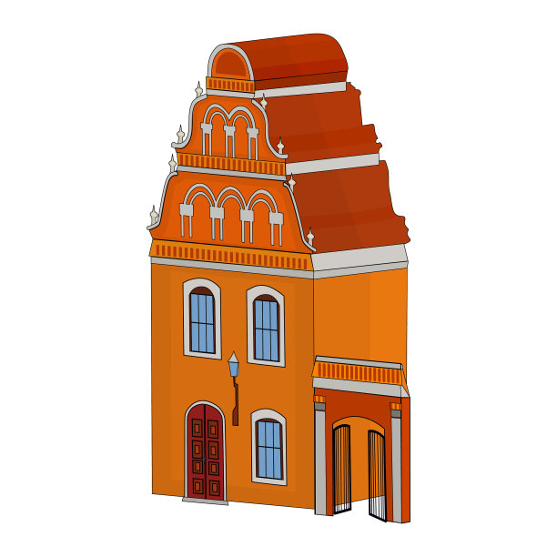 房子与大门在透视视图图片下载