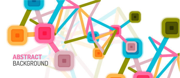 抽象的正方形网点连接方式图片下载