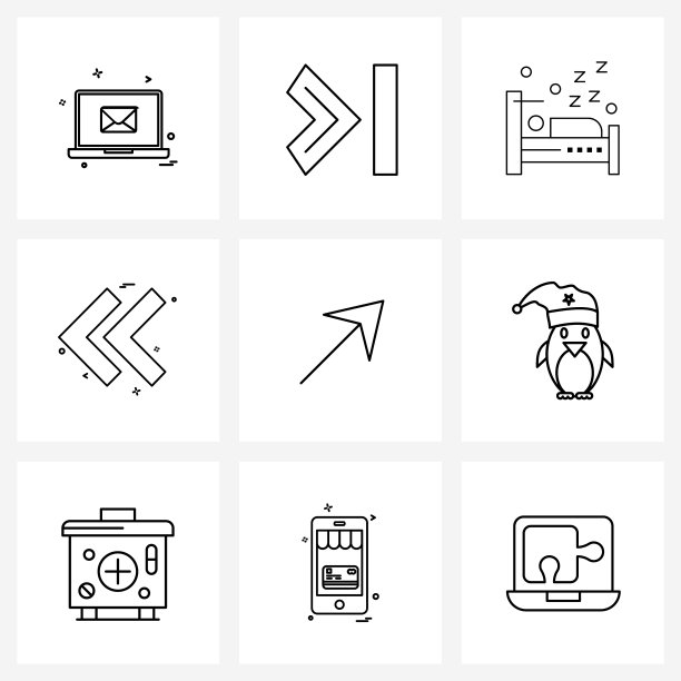 现代线条9简单线条图标上左床图片下载