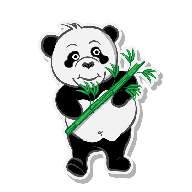 熊猫抱竹天然贴纸图片下载