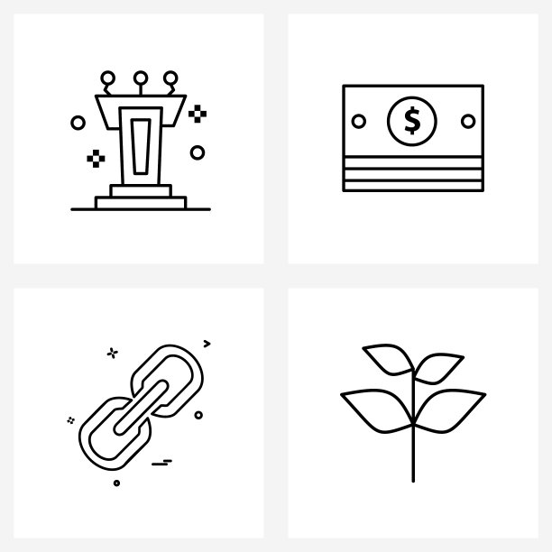 孤立的符号设置4个简单的线条图标图片下载