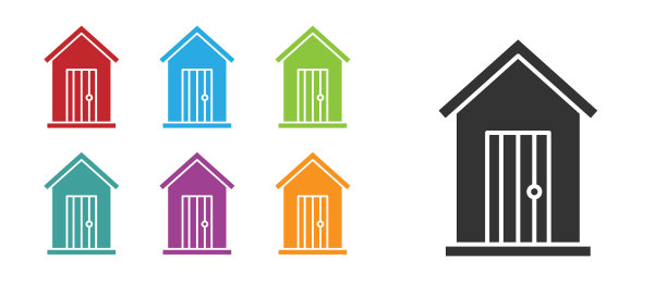 黑色农舍图标孤立在白色背景上图片下载