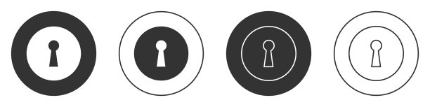 黑色钥匙孔图标孤立在白色背景图片下载