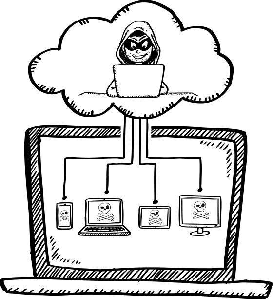 黑白卡通风格的画一个黑客图片下载