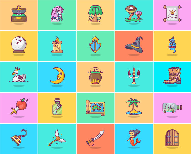 魔法故事平面图标包图片下载