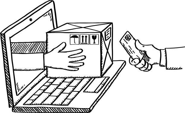 包裹递送从网上购物和支付图片下载