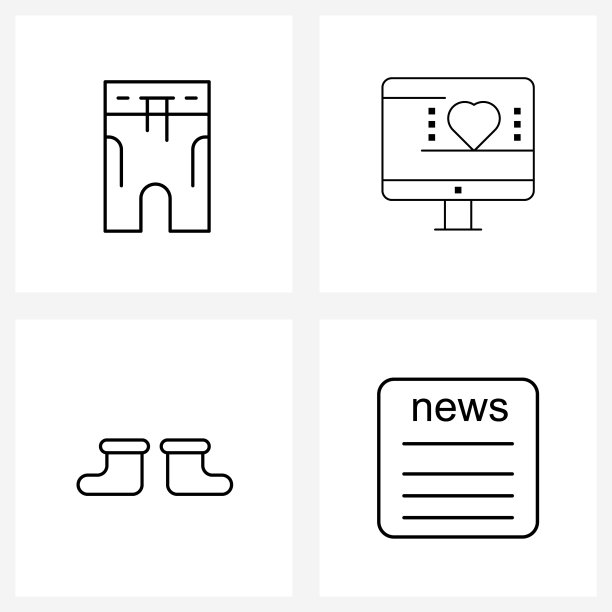 设置4个简单的线条图标为网页和打印这样图片下载