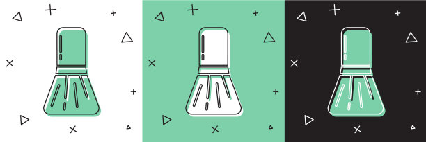 设置化妆刷图标隔离在白色和绿色图片下载