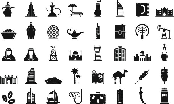 迪拜图标设置简单的风格图片下载