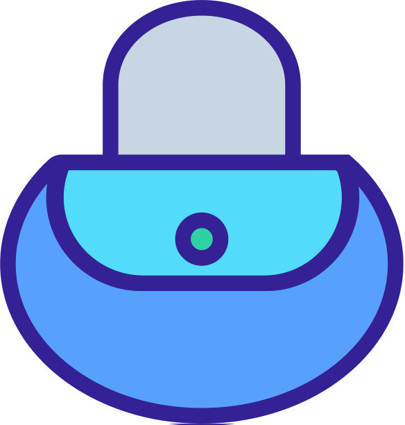 半圆形女包与按钮图标图片下载