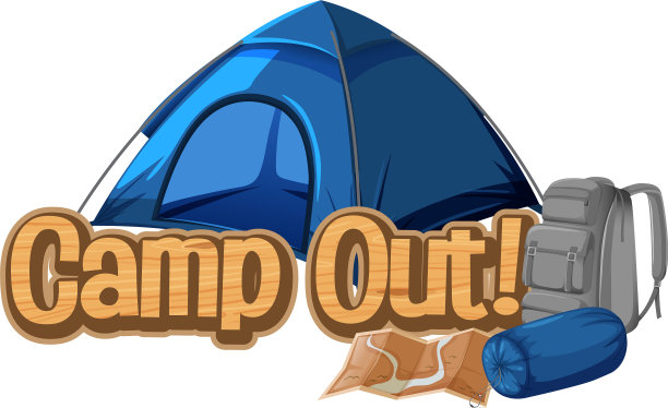 字体设计露营与帐篷在公园图片下载