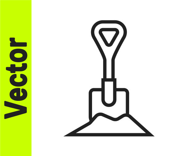 黑线铲在地面图标隔离上图片下载