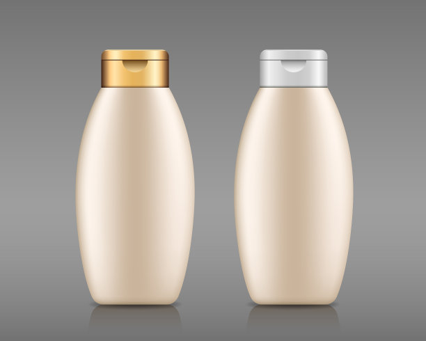 膏霜产品瓶有金色和白色盖，收集模板设计在灰色背景图片下载