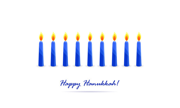 节日光明节九支燃烧的蜡烛图片下载