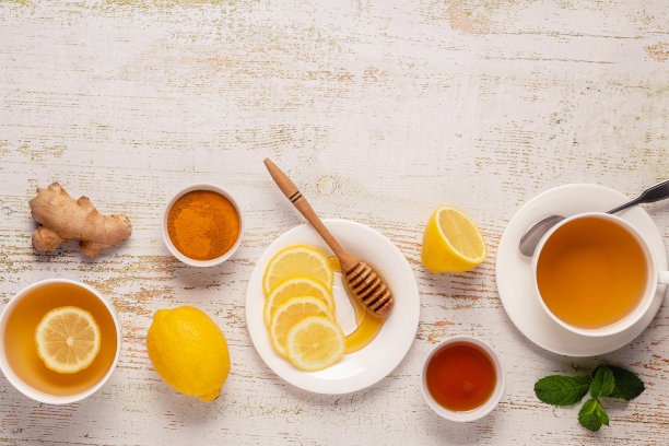 柠檬和蜂蜜绿茶，增强免疫力和感冒药图片下载