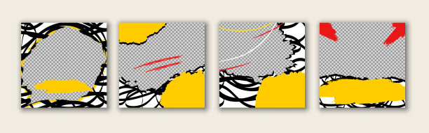 一套可编辑的社交媒体张贴模板与地方的照片。适合销售，折扣，促销横幅，社交媒体帖子，手机应用，海报和网络/互联网广告。黄色和黑色背景图片下载