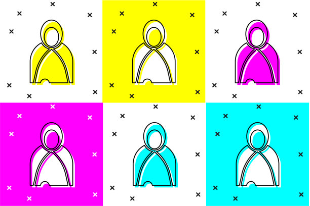 设置斗篷斗篷图标孤立的颜色图片下载