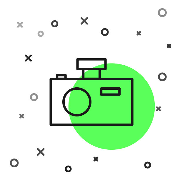 黑线照片相机图标孤立在白色图片下载