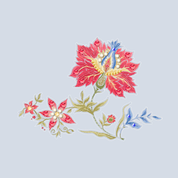 复古雅可比豆风格的梦幻花朵图片下载