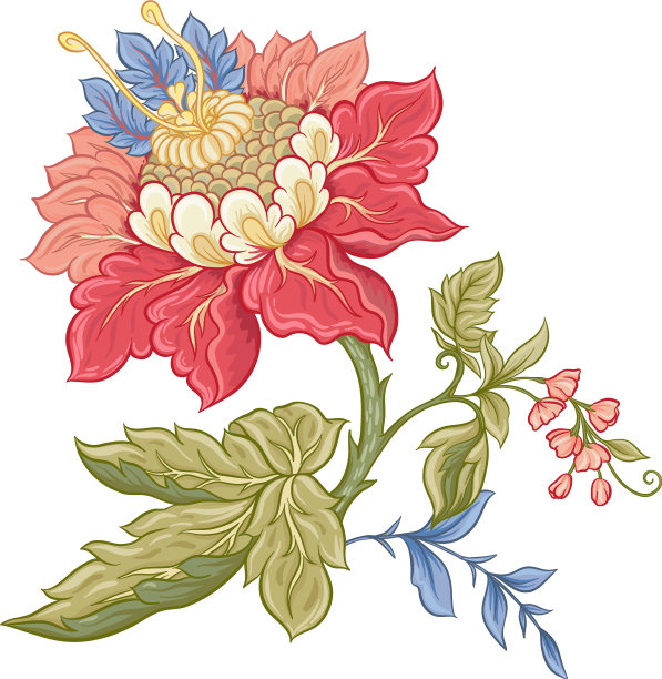 复古雅可比豆风格的梦幻花朵图片下载