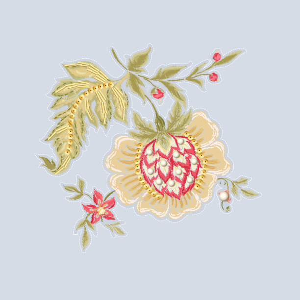 复古雅可比豆风格的梦幻花朵图片下载