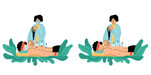 接受真空拔罐治疗的人。图片下载