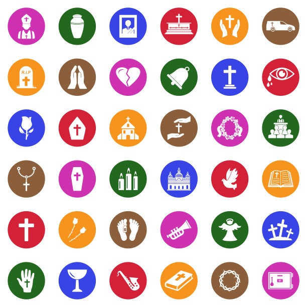 葬礼图标。圆形的白色平面设计。矢量插图。图片下载