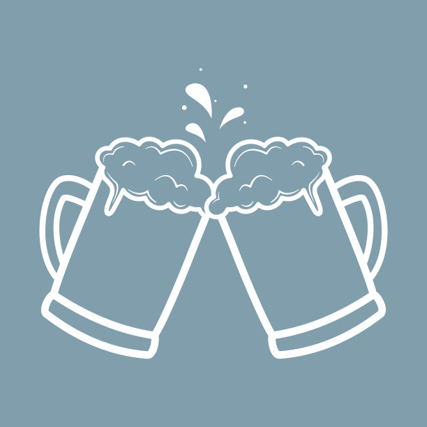 啤酒杯在蓝色背景下隔离开来。图片下载