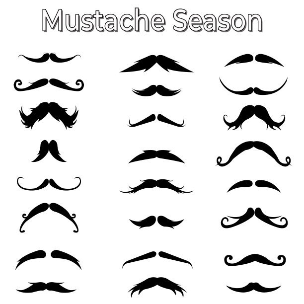 无缝图案手绘时尚潮人胡子随机米色背景图片下载