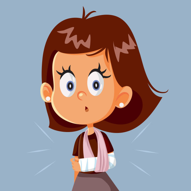 手臂骨折打了石膏的悲伤女孩图片下载