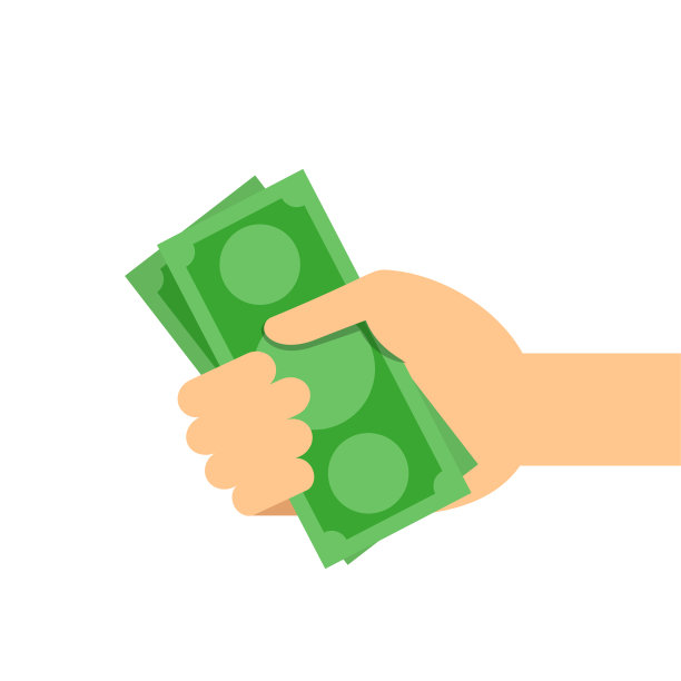钞票上的钞票手里拿着孤立上白的美元，手里拿着插图钱，省钱的概念图片下载