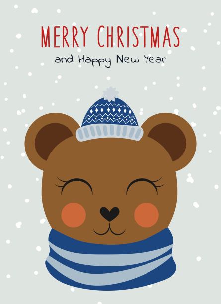 圣诞和2021年新年贺卡。可爱的卡通动物。明信片，封面，海报，请帖，策划。图片下载