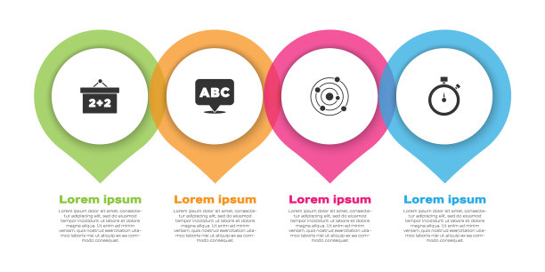 设置黑板，字母表，太阳能系统和秒表。业务信息模板。向量图片下载