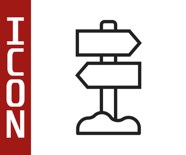 黑线道路交通标志。路标图标孤立在白色背景上。指针的象征。街道信息信号。方向的信号。向量图片下载