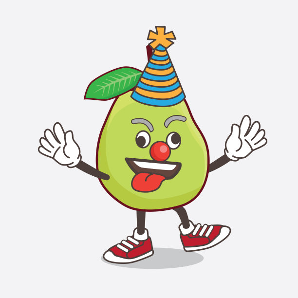 以番石榴果为卡通人物的滑稽吉祥物图片下载