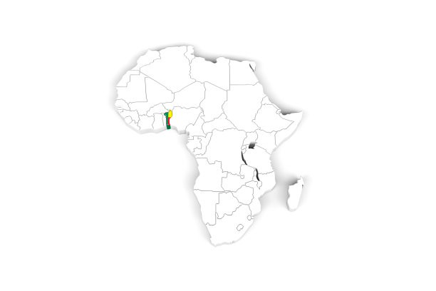 标明边界的非洲3d地图-以贝宁旗标明的贝宁地区图片下载