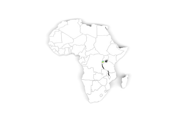 非洲3d地图标有边界-卢旺达地区标有卢旺达国旗图片下载